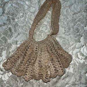 Vintage Elegant Crochet Tan Handbag
